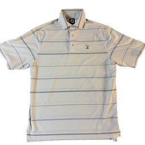 FootJoy‎ Men’s Polo Golf Shirt Polyester Performance White Blue Stripes Size M